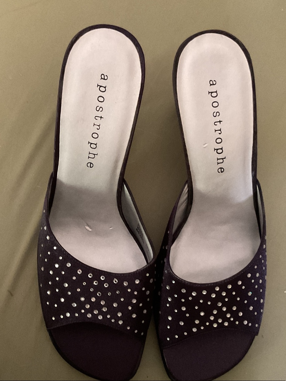 Apostrophe Women's Purple Studded Open-Toe Slide Mules